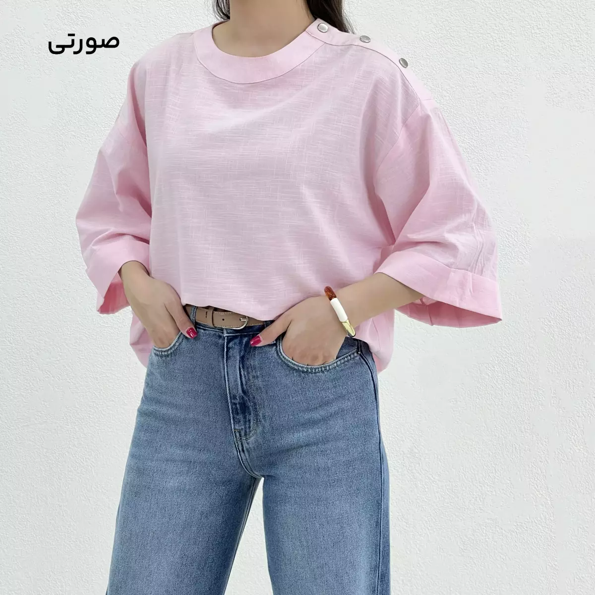 بلوز زنانه سرشانه دکمه