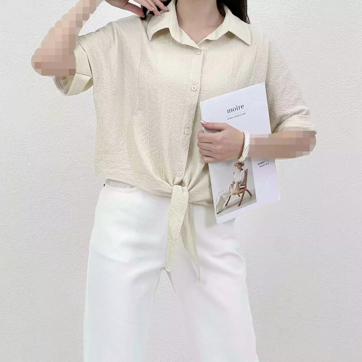 شومیز زنانه پفکی جلو گره ای