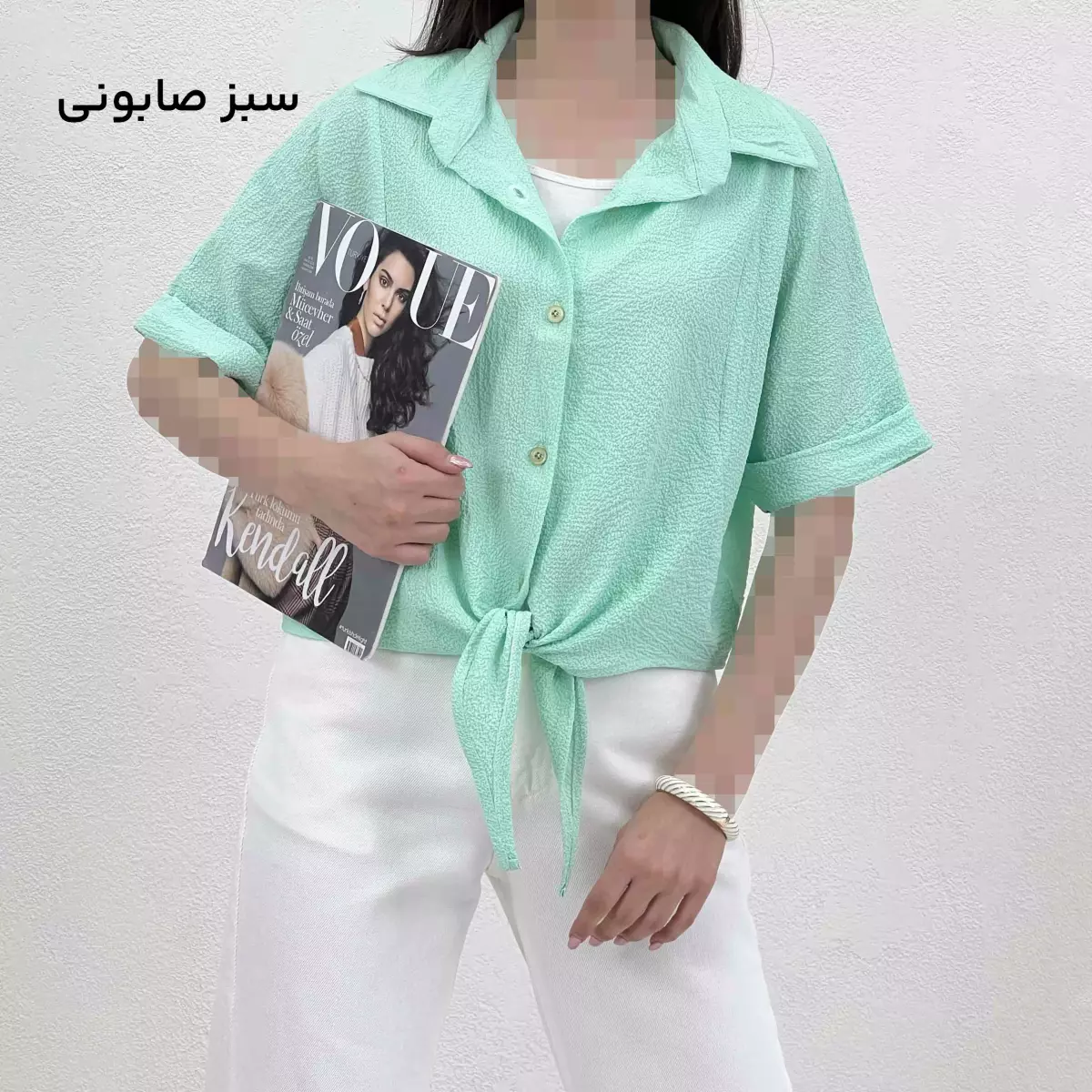 شومیز زنانه پفکی جلو گره ای