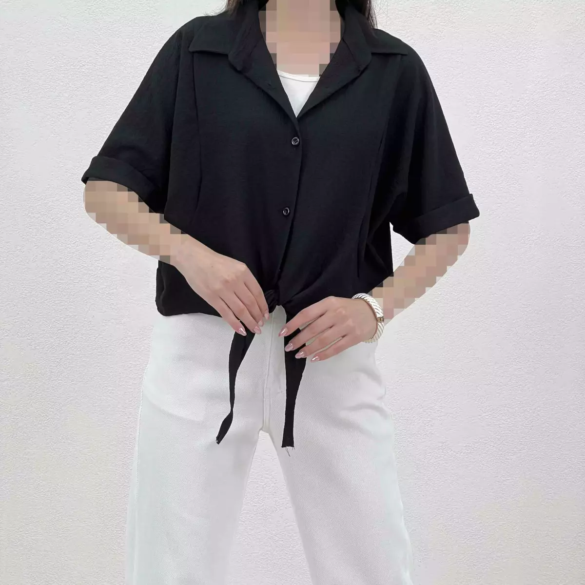 شومیز زنانه پفکی جلو گره ای