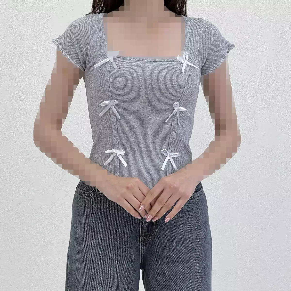 تیشرت کراپ زنانه پاپیون