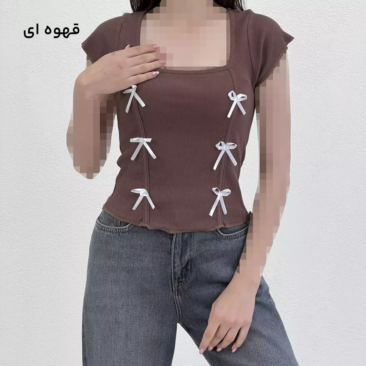 تیشرت کراپ زنانه پاپیون