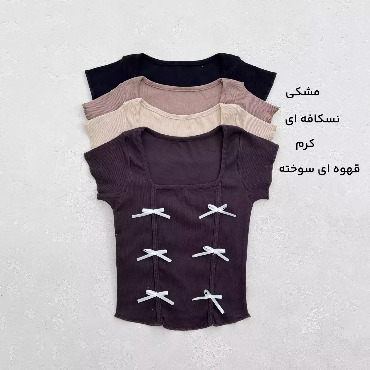 تیشرت کراپ زنانه پاپیون