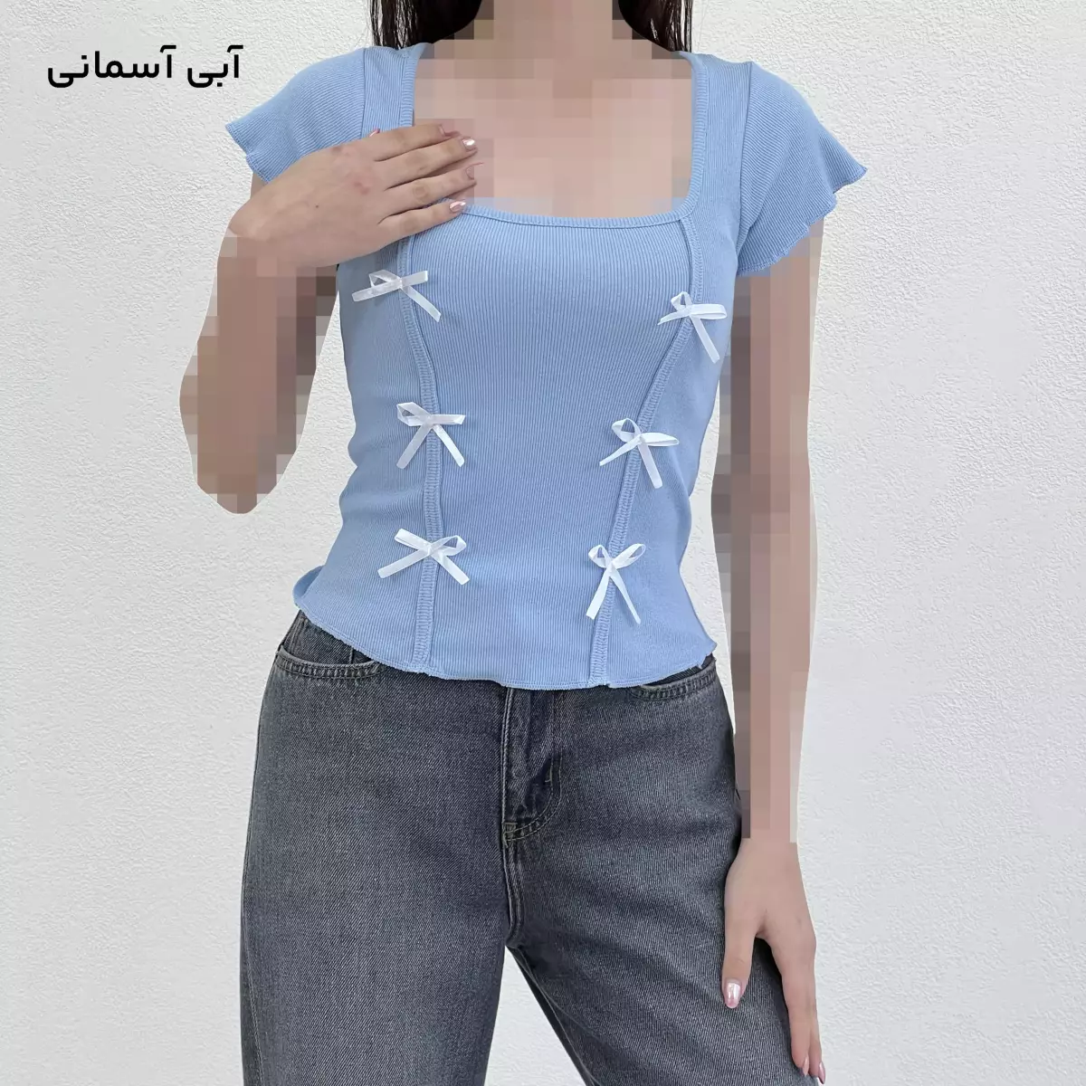 تیشرت کراپ زنانه پاپیون