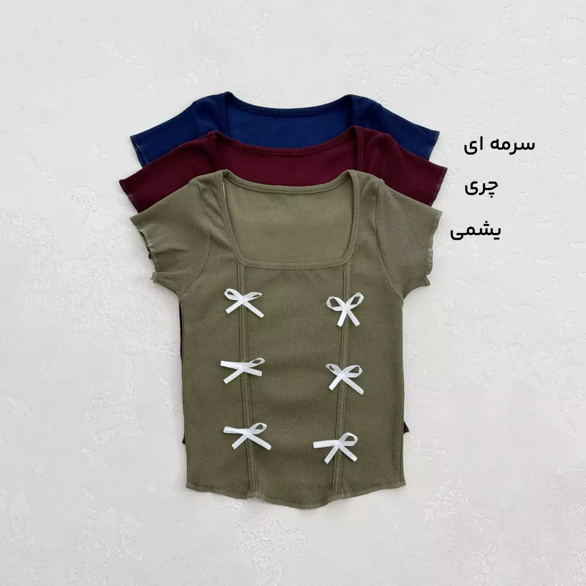 تیشرت کراپ زنانه پاپیون