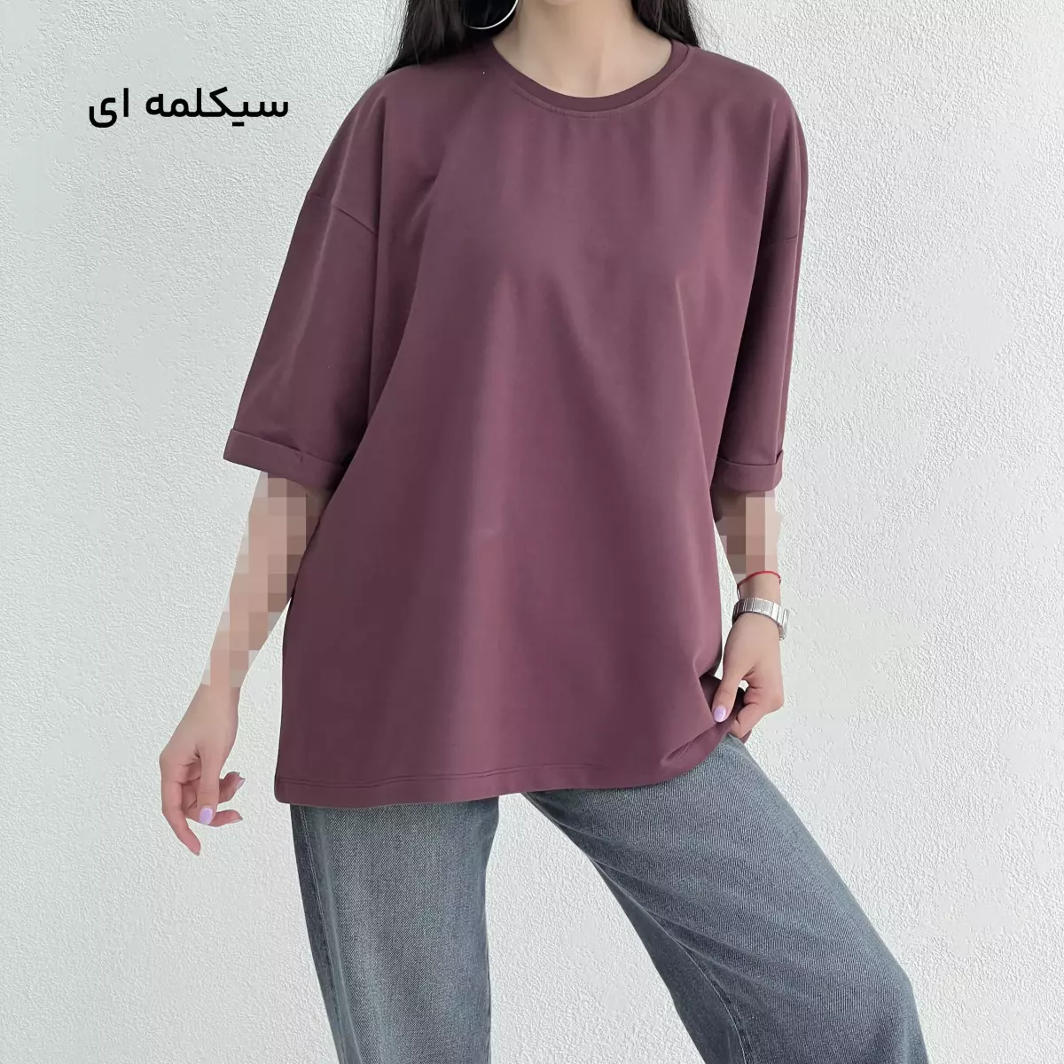 تیشرت باکسی زنانه دو نخ