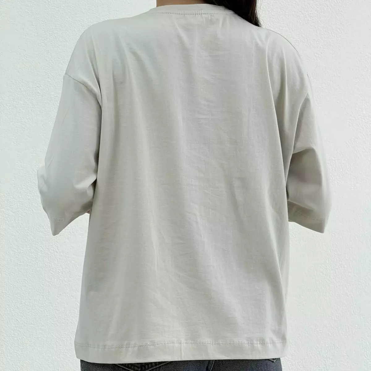 تیشرت باکسی زنانه یقه گرد دو رنگ