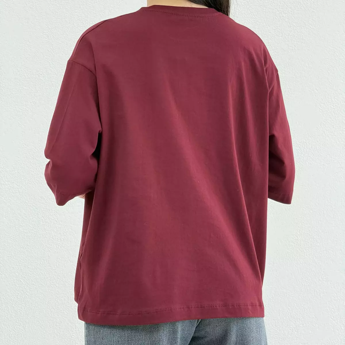 تیشرت باکسی زنانه یقه گرد دو رنگ