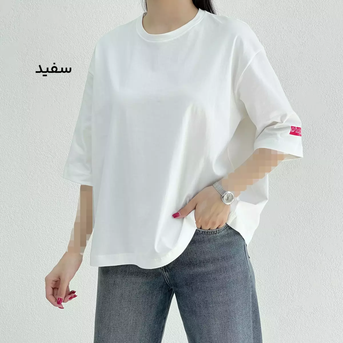 تیشرت باکسی زنانه یقه گرد