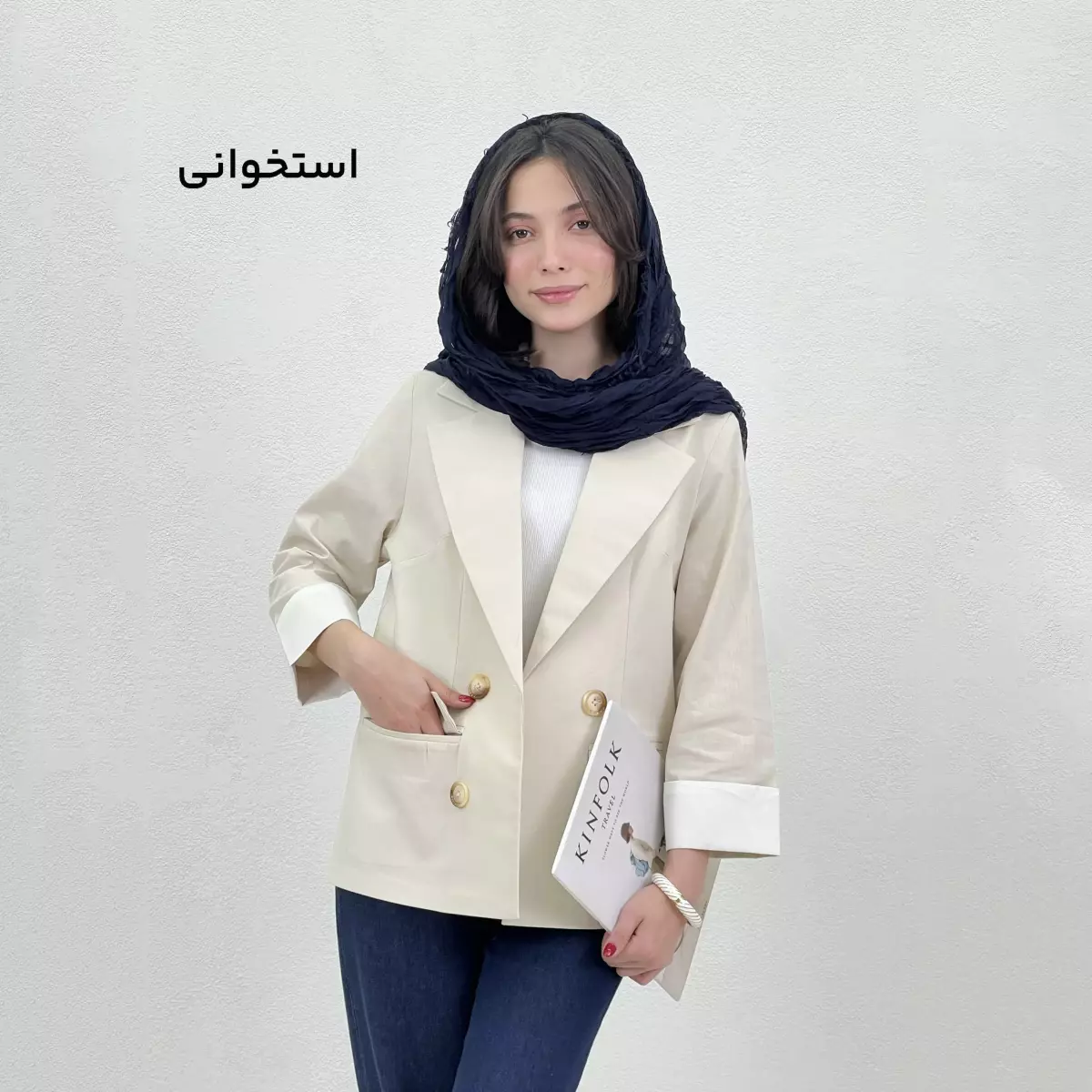 کت زنانه لینن یقه انگلیسی