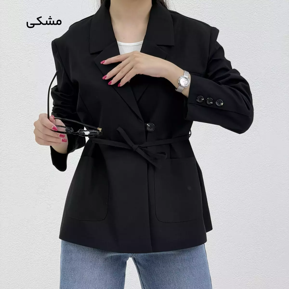 کت زنانه لینن تک دکمه