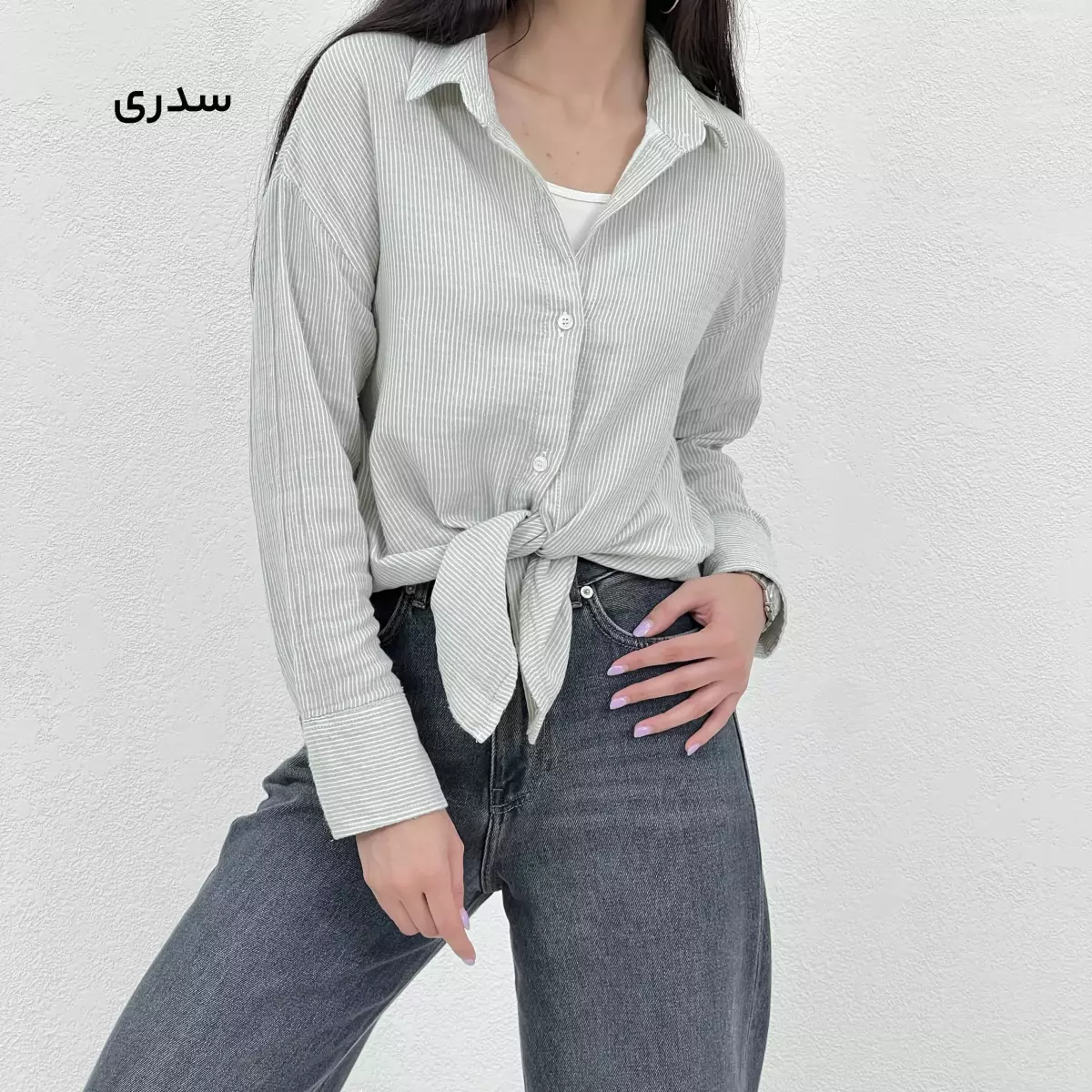 شومیز زنانه لینن آستین سه دکمه
