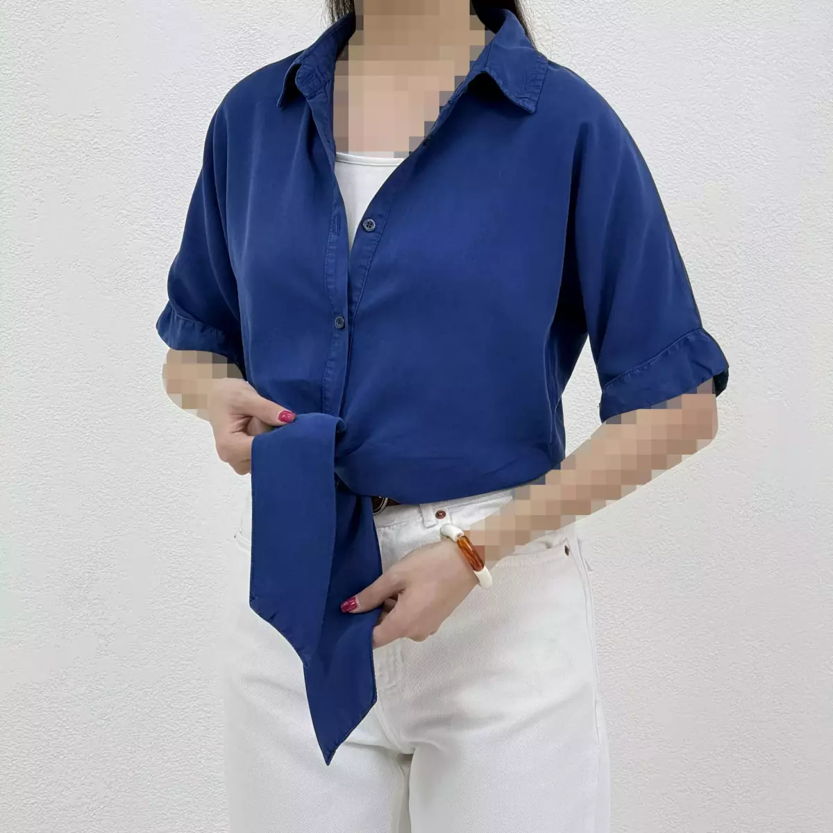 شومیز زنانه سیلک جلو گره ای