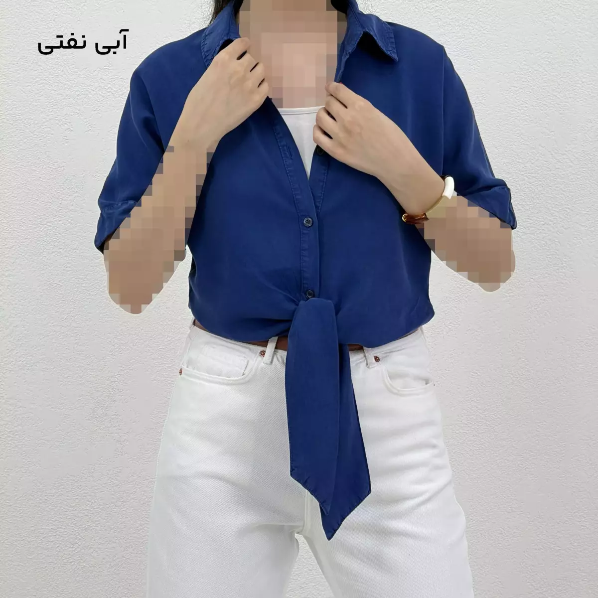شومیز زنانه سیلک جلو گره ای