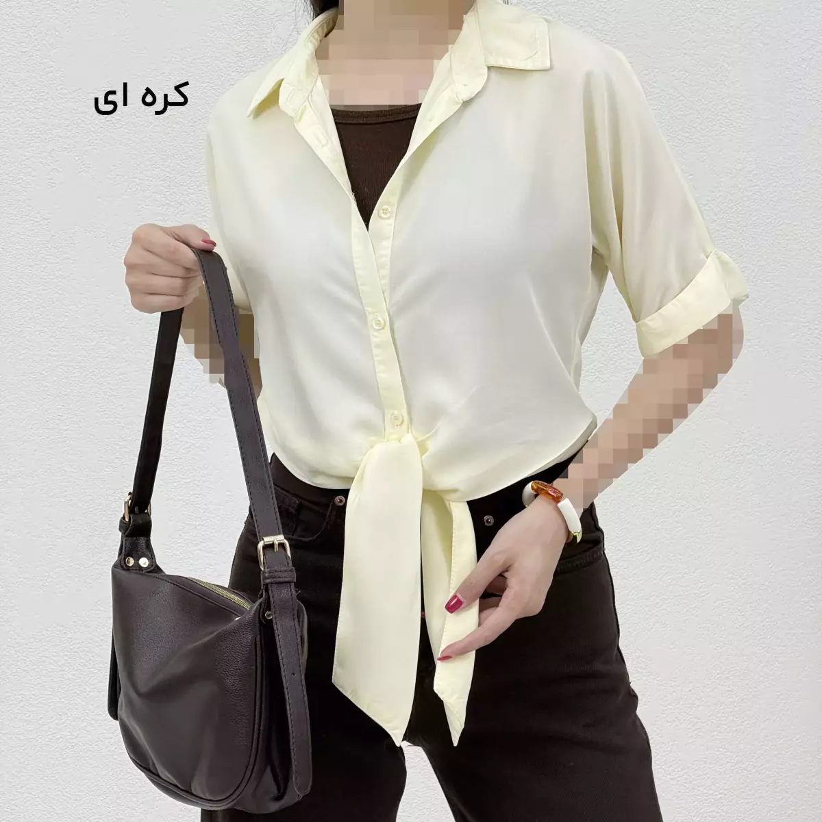 شومیز زنانه سیلک جلو گره ای