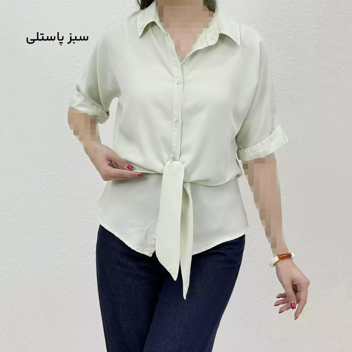 شومیز زنانه سیلک جلو گره ای