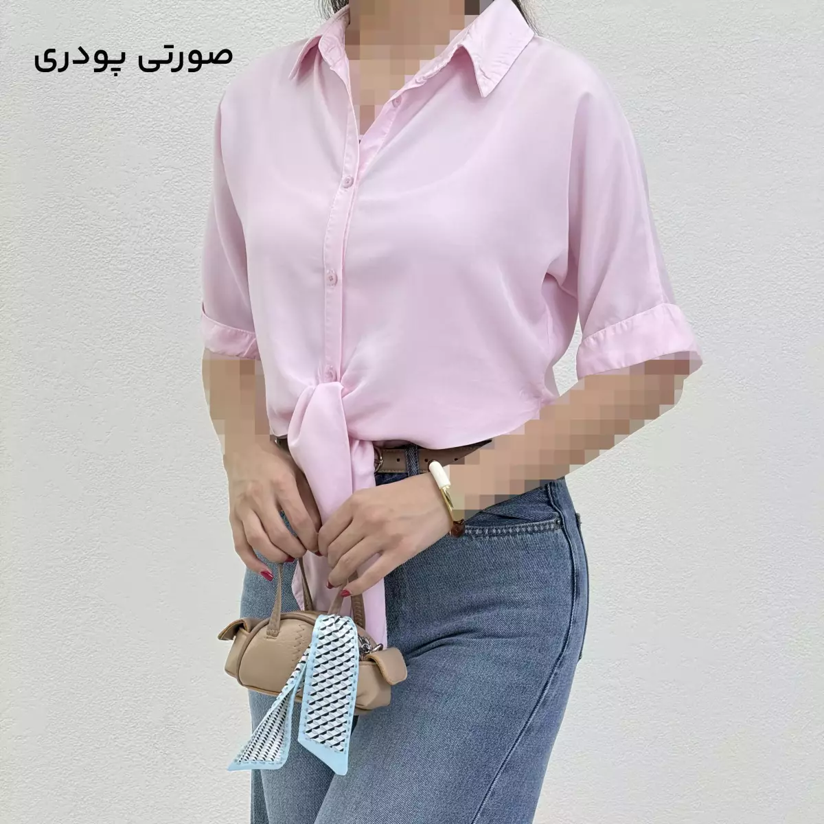 شومیز زنانه سیلک جلو گره ای