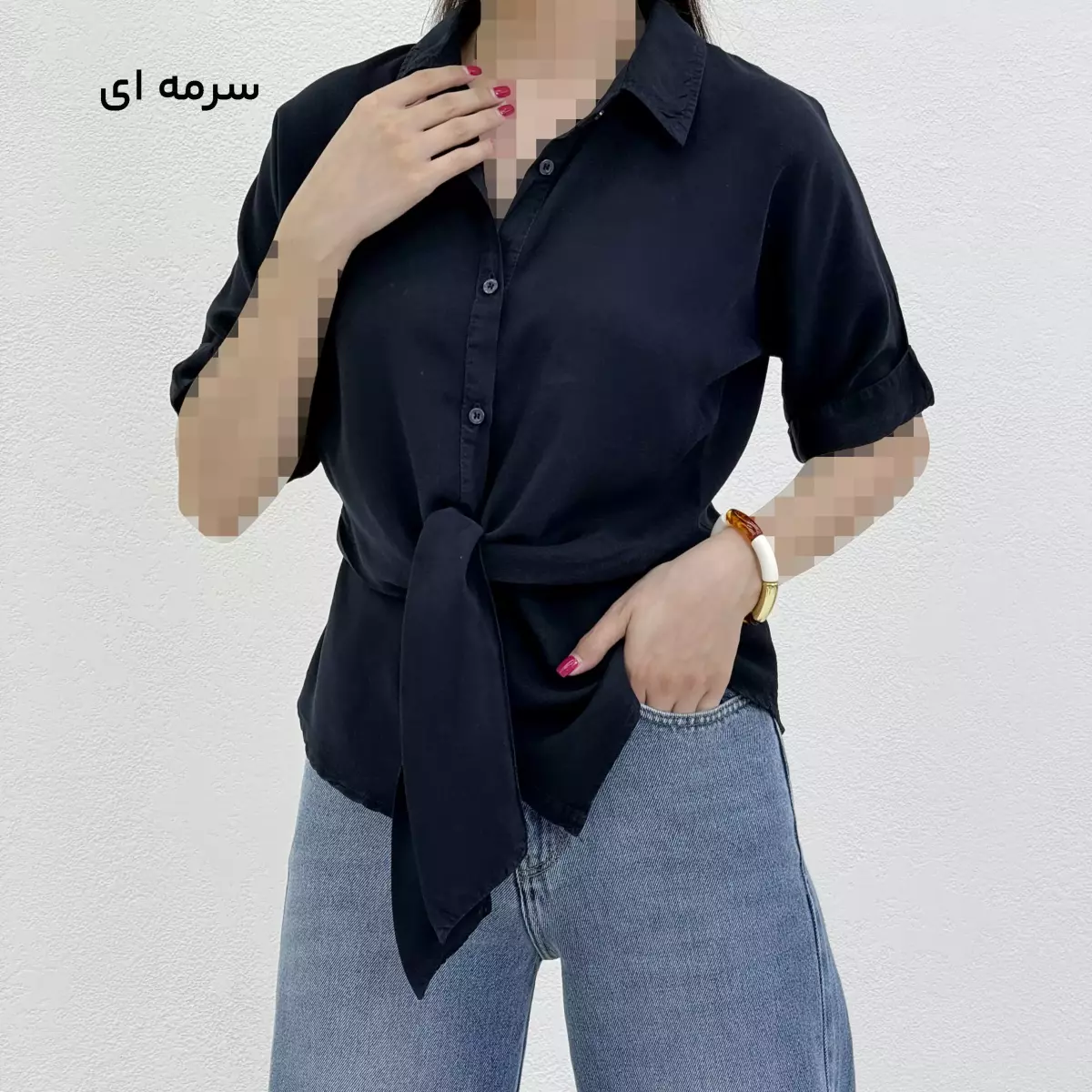 شومیز زنانه سیلک جلو گره ای