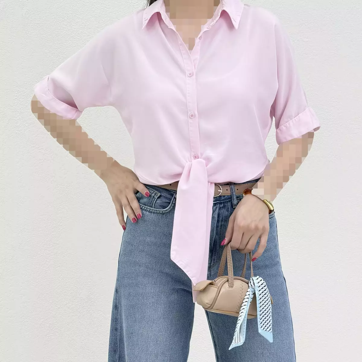 شومیز زنانه سیلک جلو گره ای
