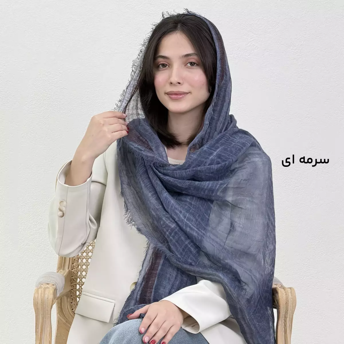 شال زنانه لینن دور ریش