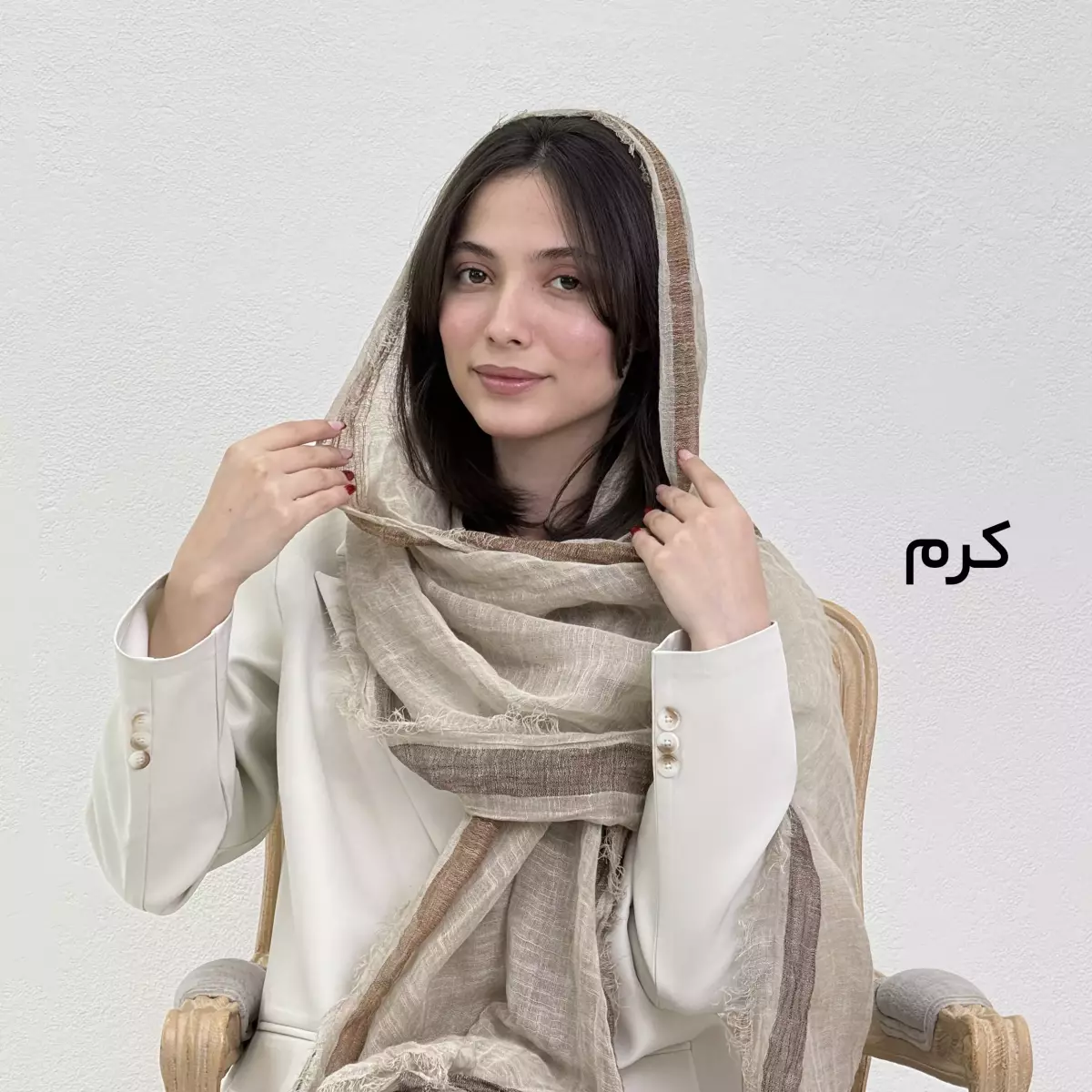 شال زنانه لینن دور ریش