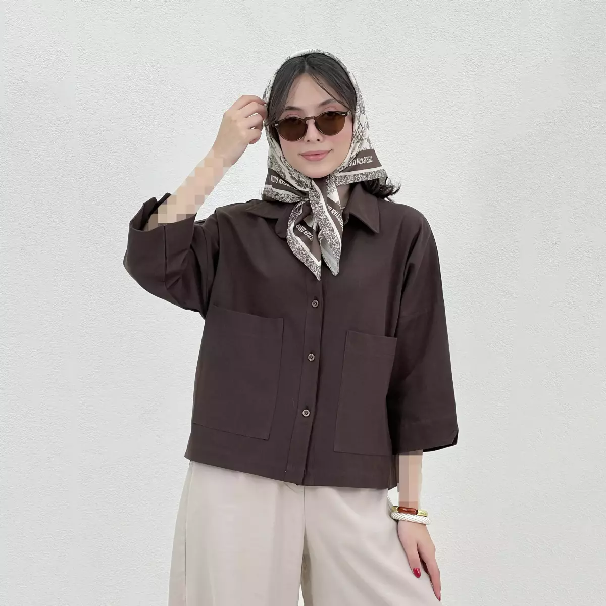 شومیز زنانه باکسی جیب پاکتی