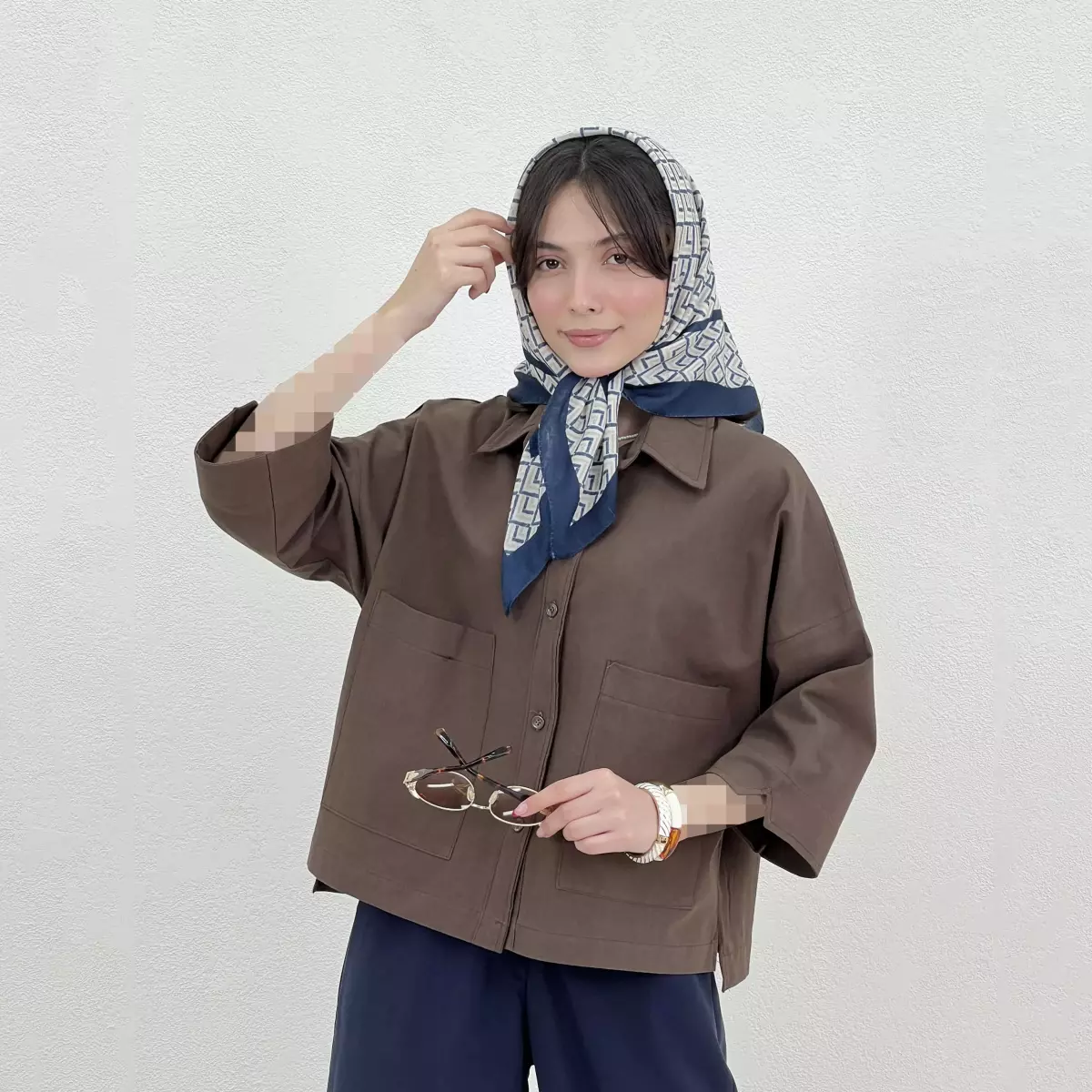 شومیز زنانه باکسی جیب پاکتی