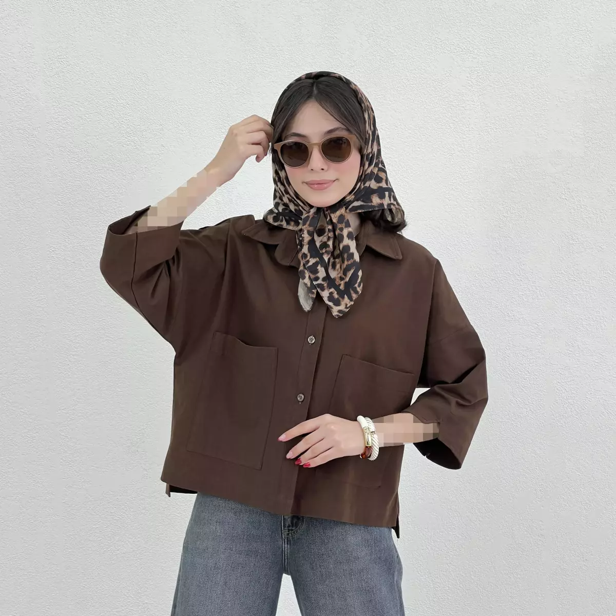 شومیز زنانه باکسی جیب پاکتی
