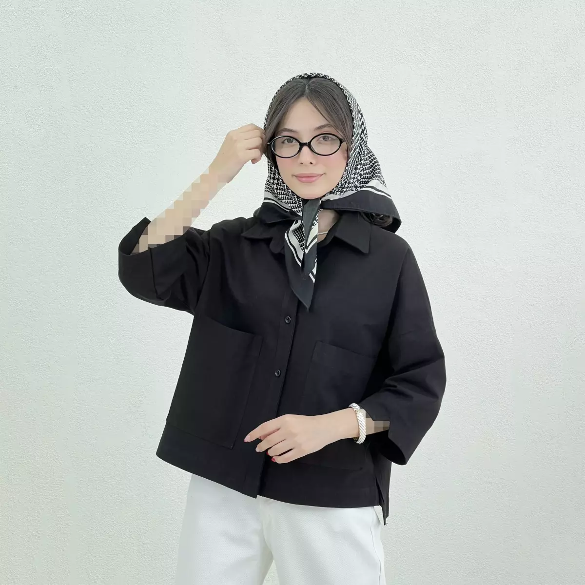 شومیز زنانه باکسی جیب پاکتی