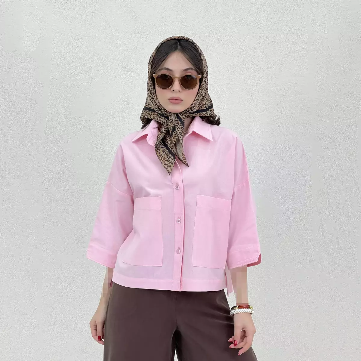 شومیز زنانه باکسی جیب پاکتی