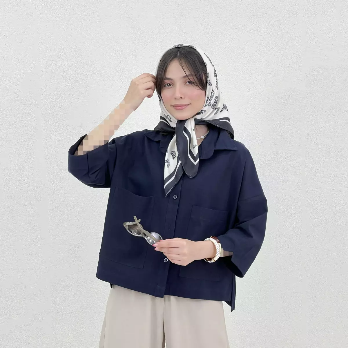 شومیز زنانه باکسی جیب پاکتی