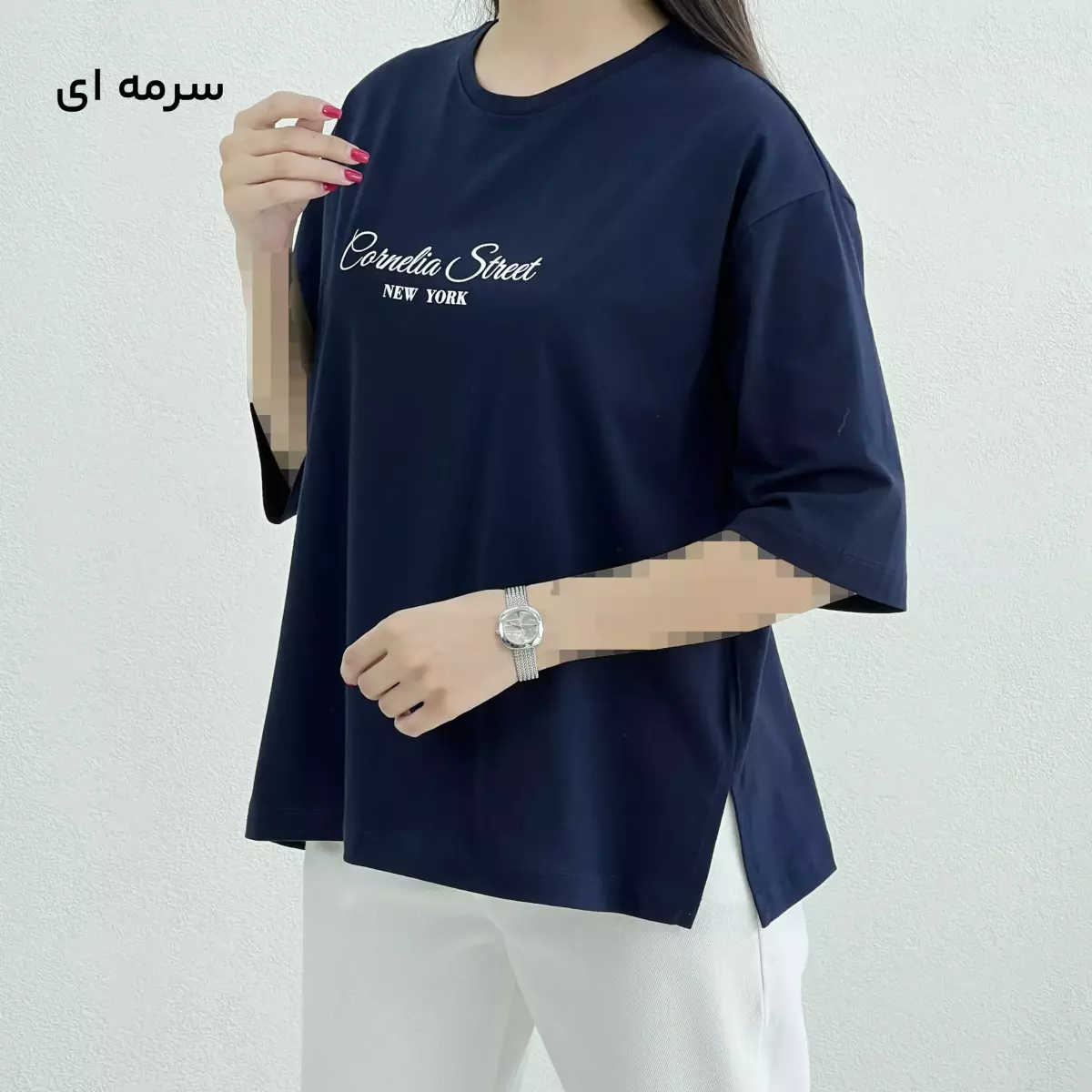 تیشرت زنانه باکسی یقه گرد