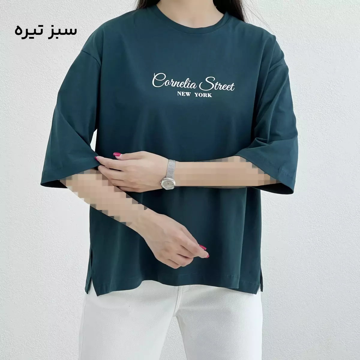تیشرت زنانه باکسی یقه گرد