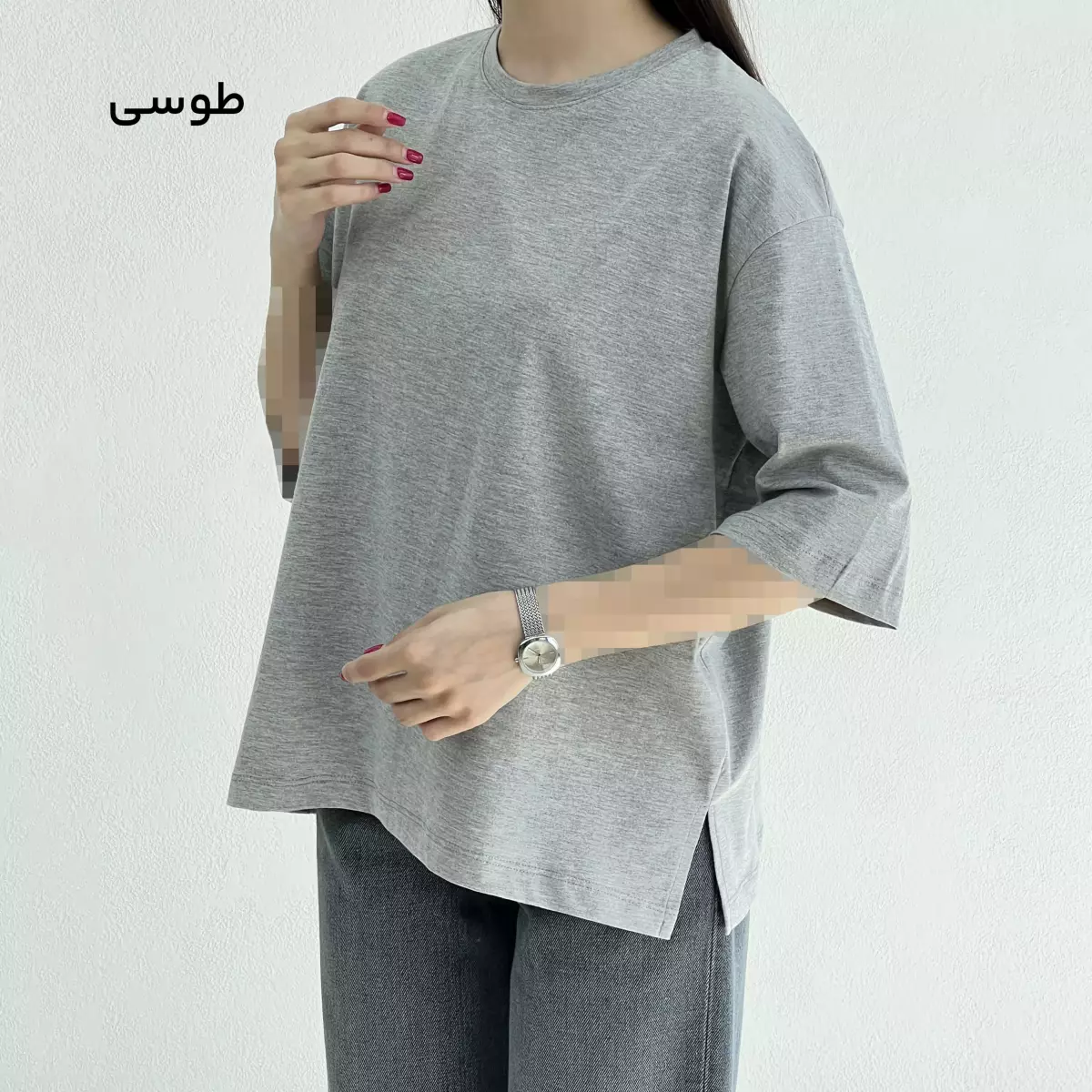 تیشرت زنانه باکسی چاکدار