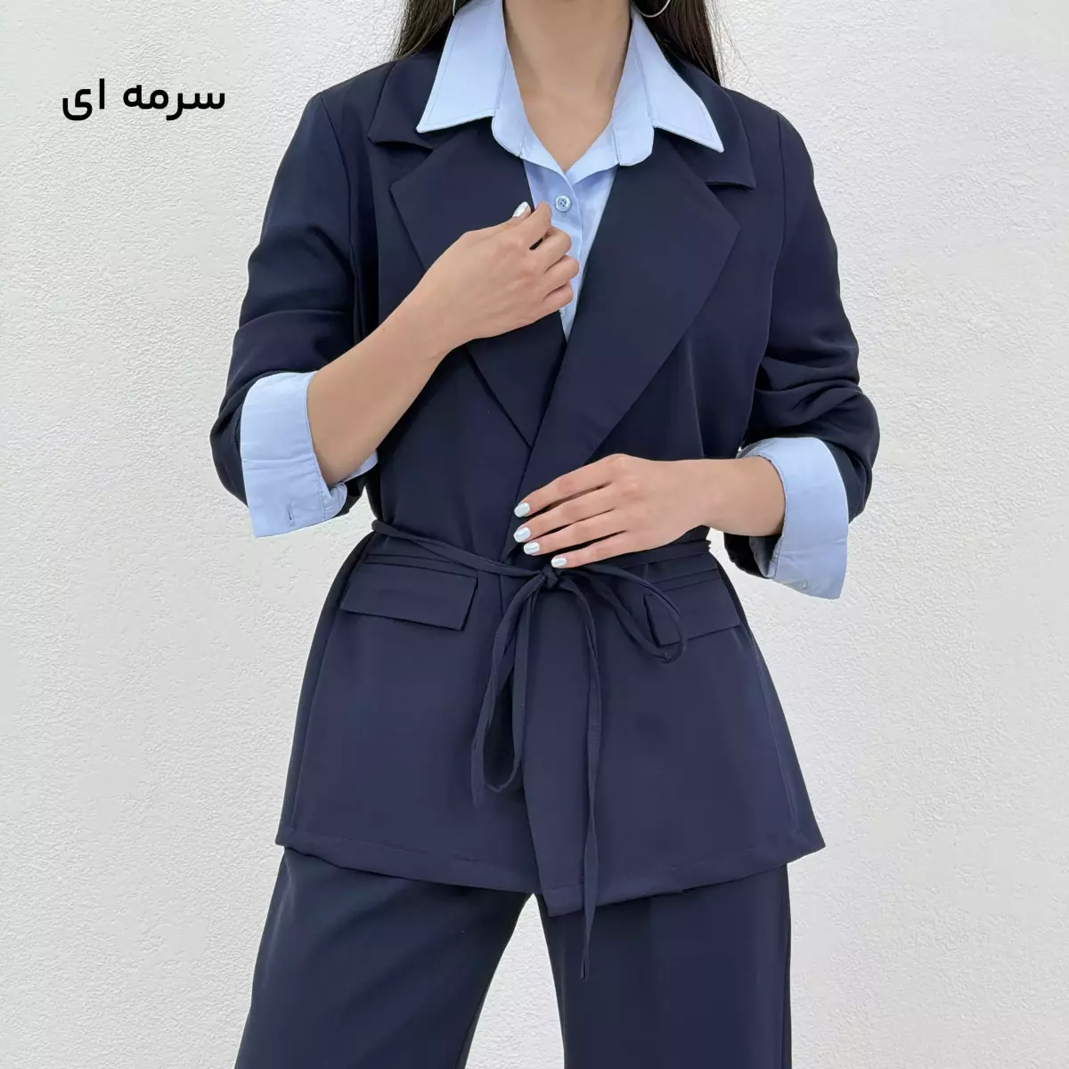 کت زنانه بنددار کرپ