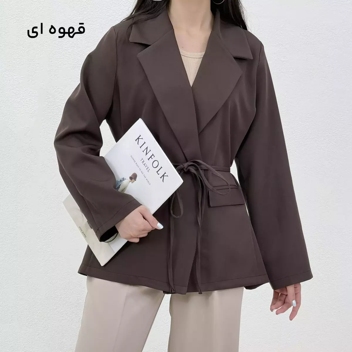 کت زنانه بنددار کرپ