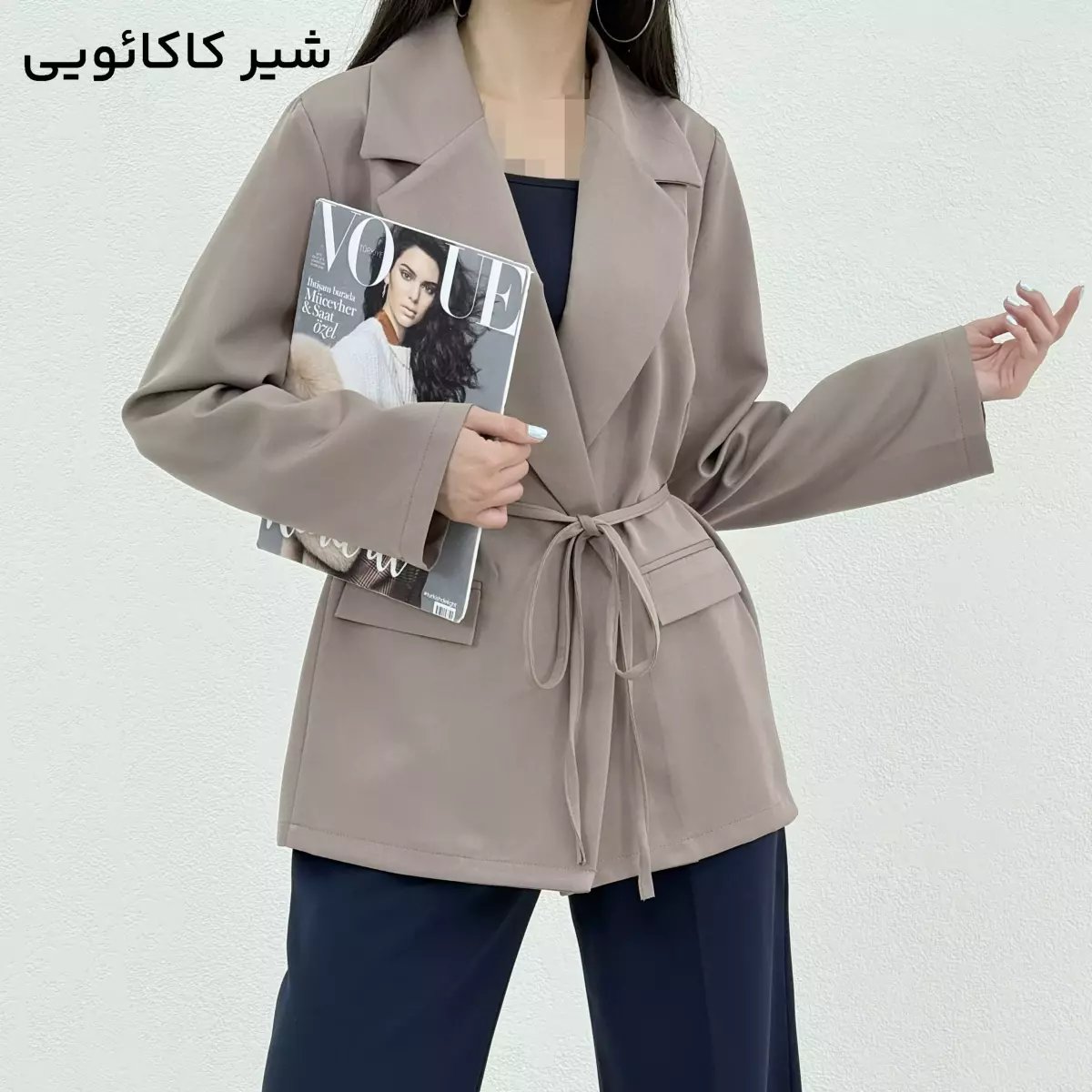 کت زنانه بنددار کرپ