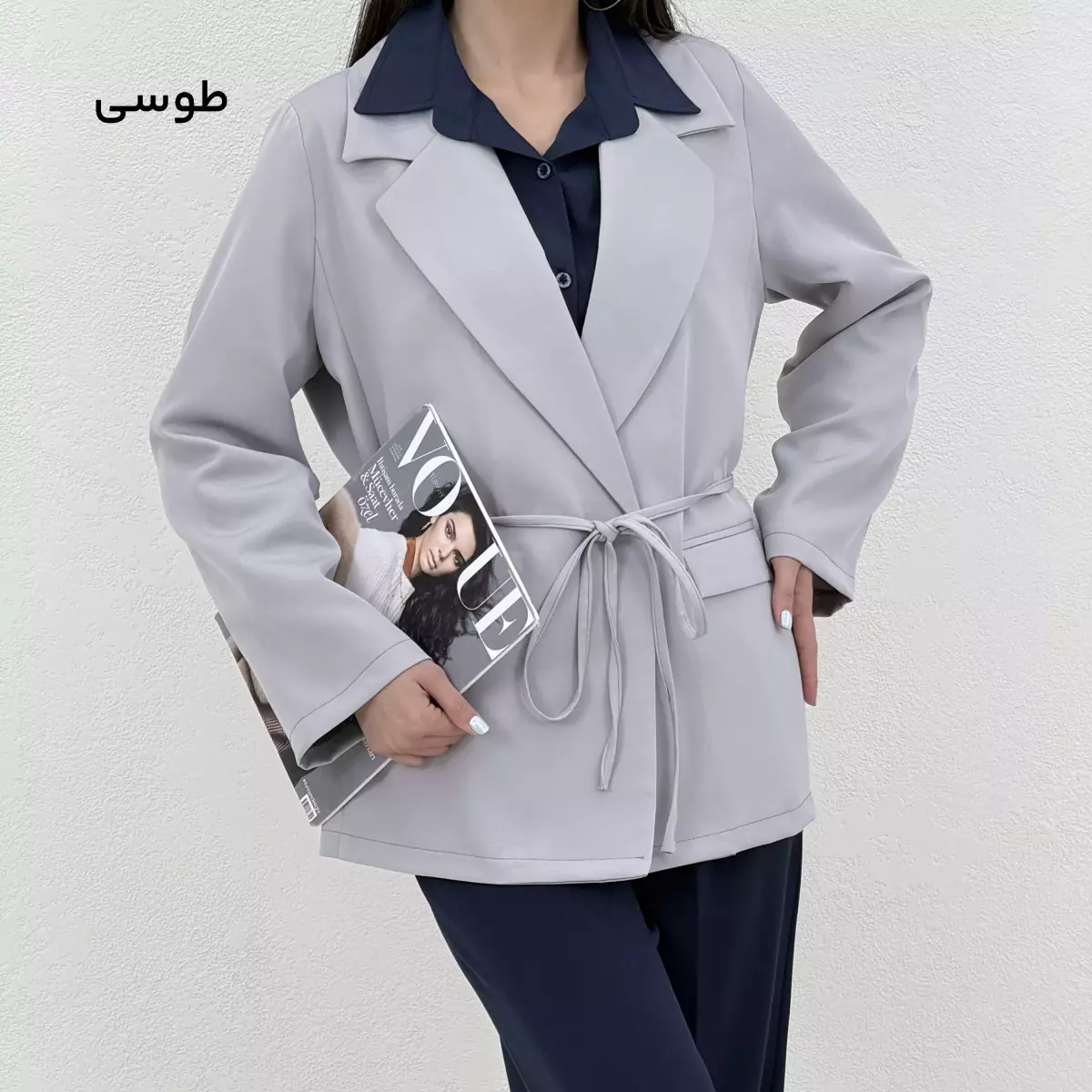 کت زنانه بنددار کرپ