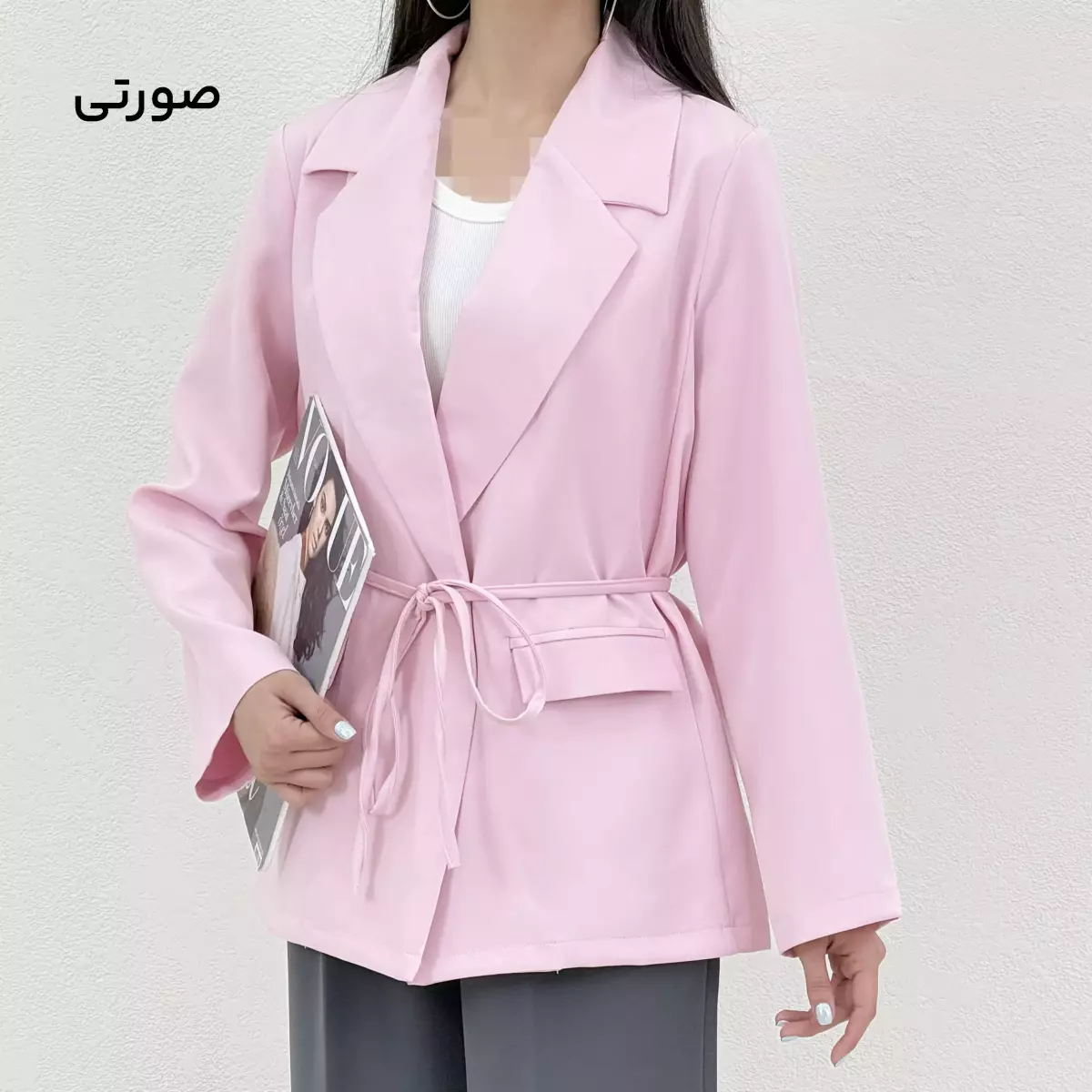 کت زنانه بنددار کرپ