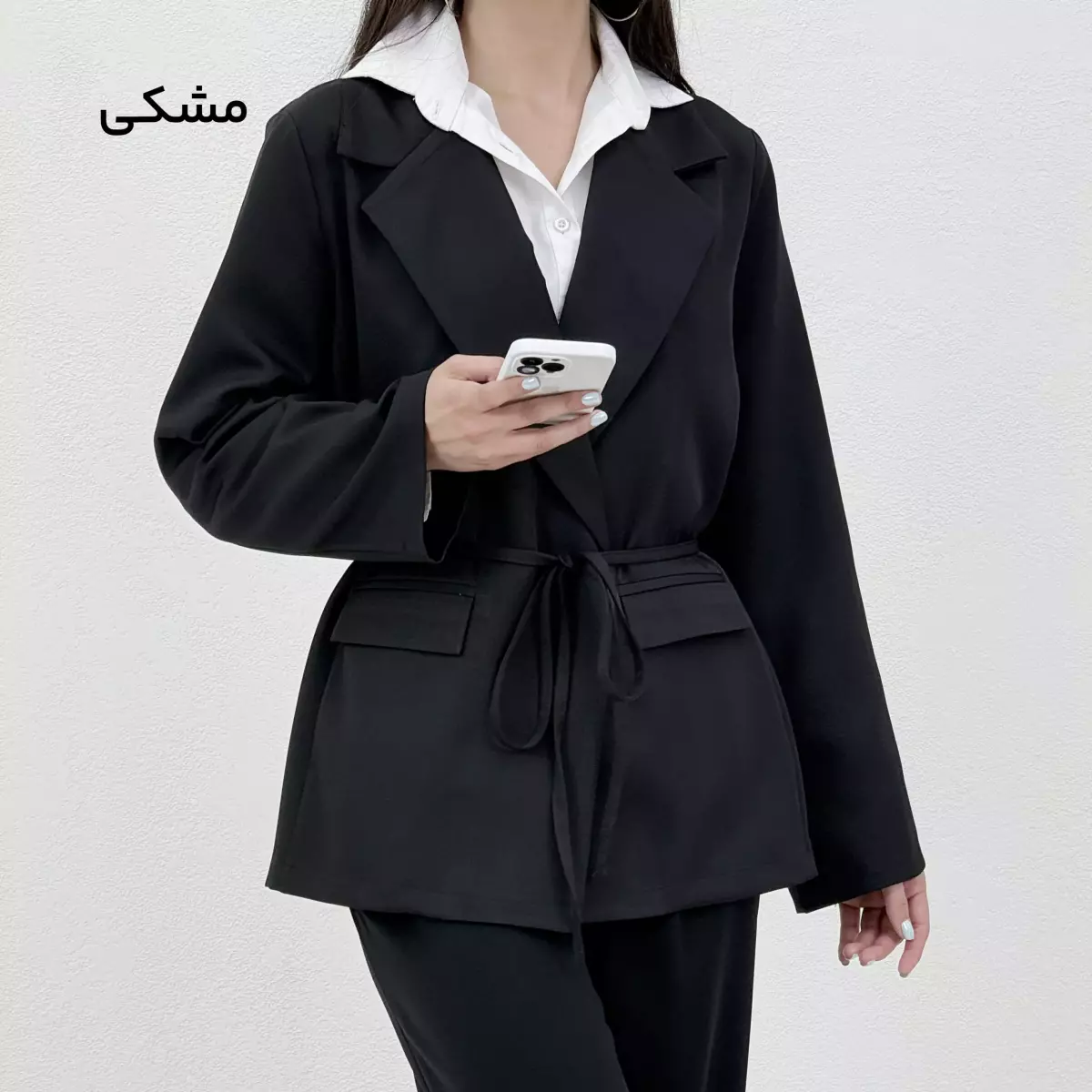 کت زنانه بنددار کرپ