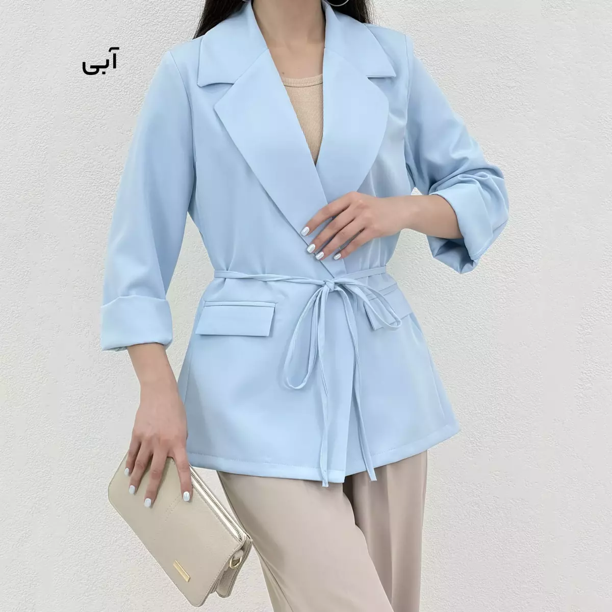 کت زنانه بنددار کرپ