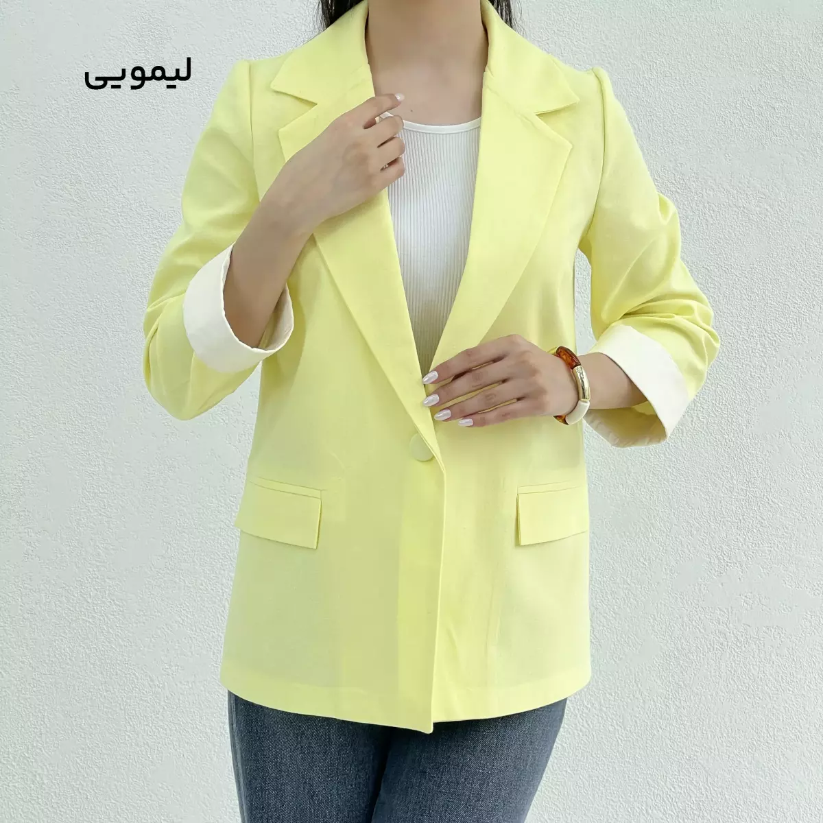 کت زنانه لینن تک دکمه