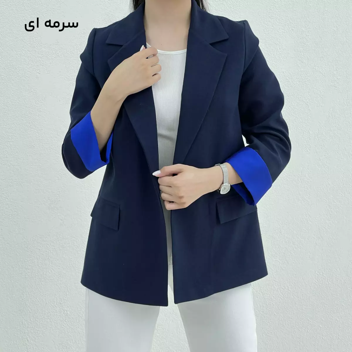 کت زنانه لینن تک دکمه
