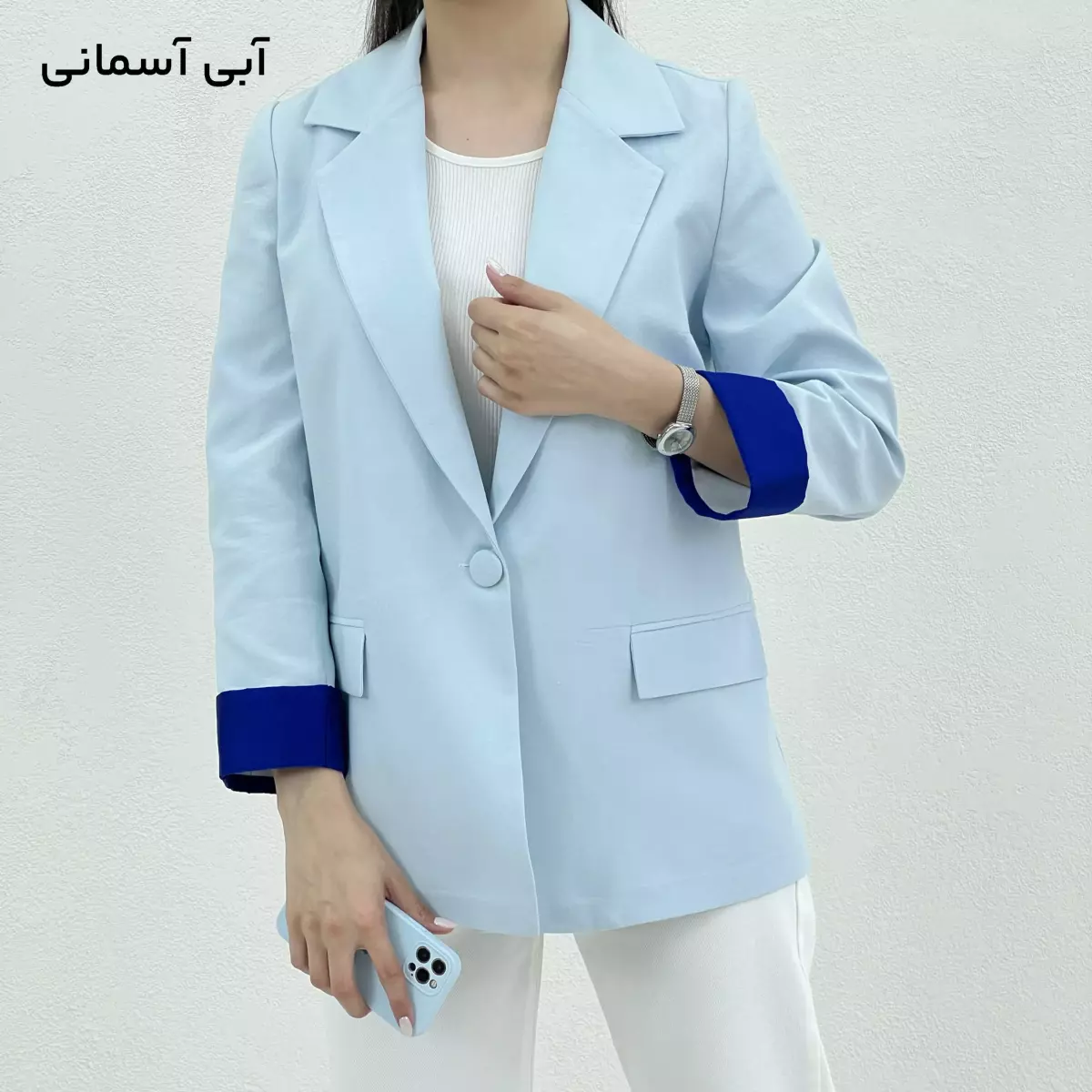 کت زنانه لینن تک دکمه