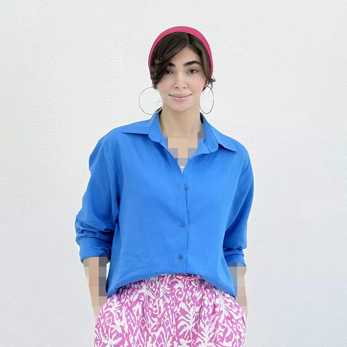 شومیز زنانه لینن جلو دکمه