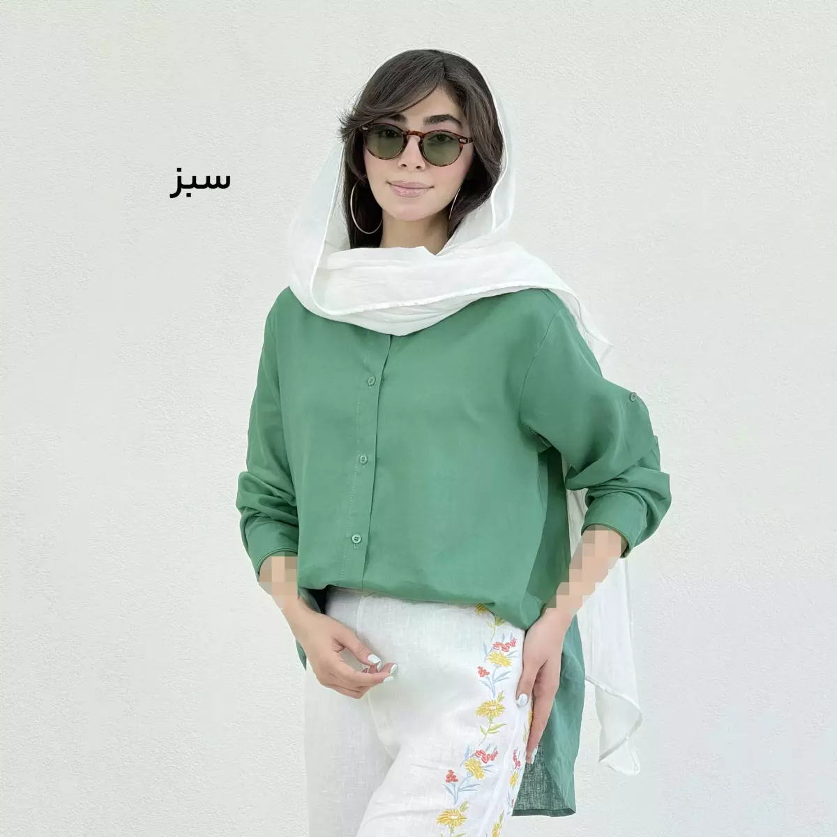 شومیز زنانه لینن جلو دکمه