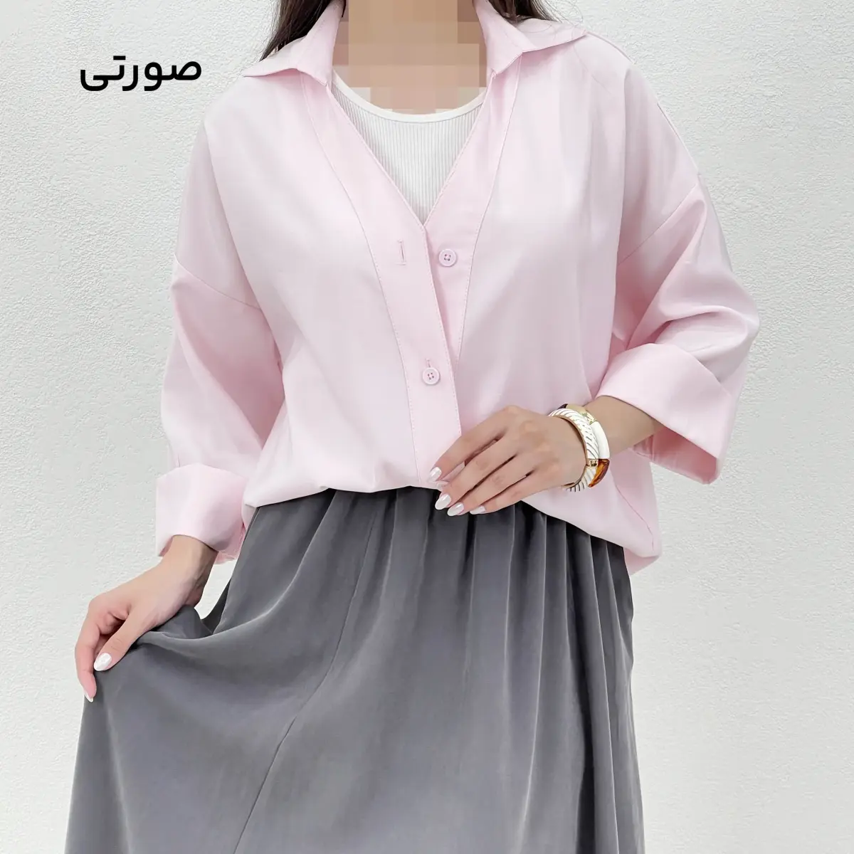 شومیز زنانه سیلک آستین پاکتی