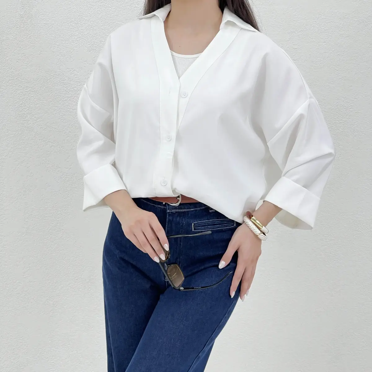 شومیز زنانه سیلک آستین پاکتی