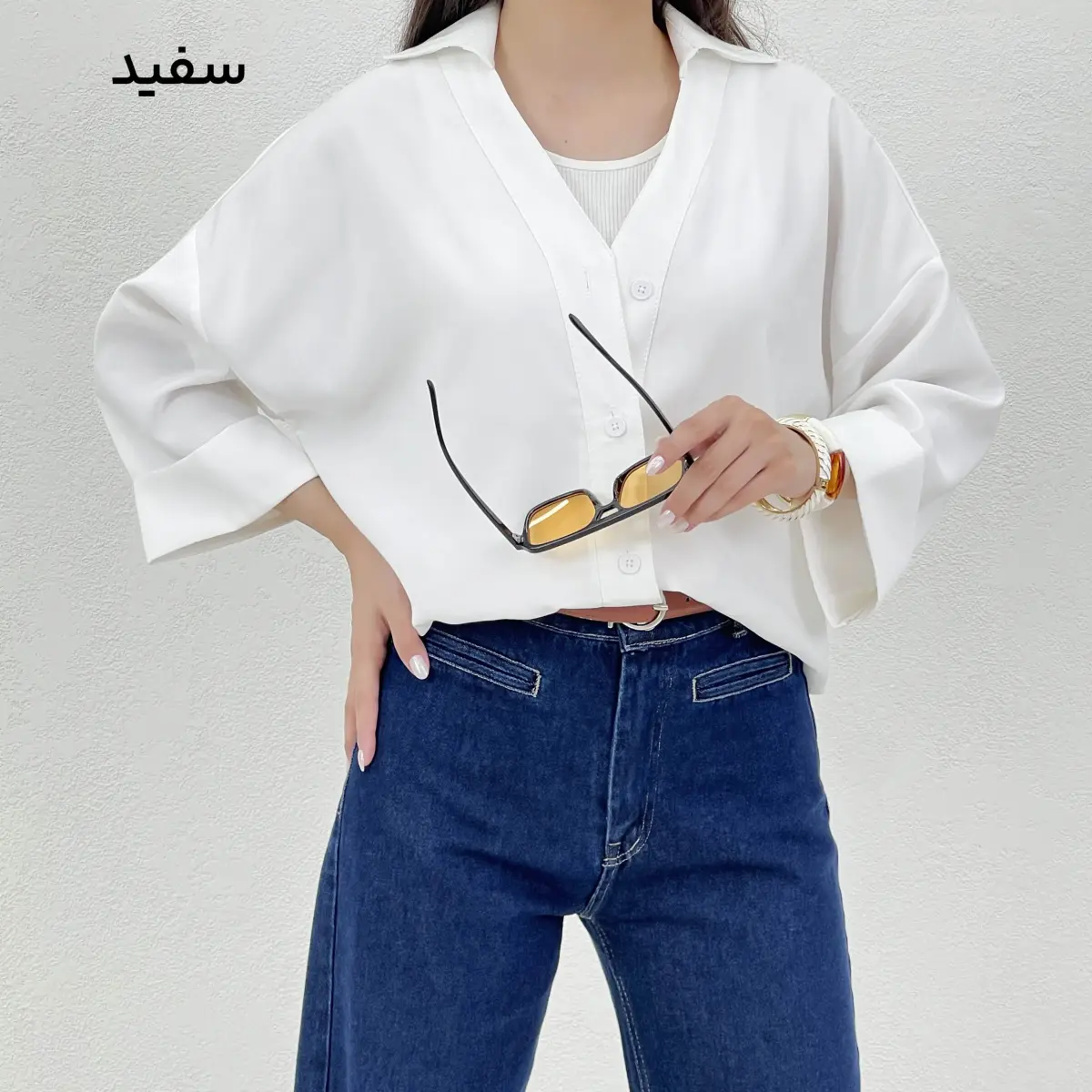شومیز زنانه سیلک آستین پاکتی