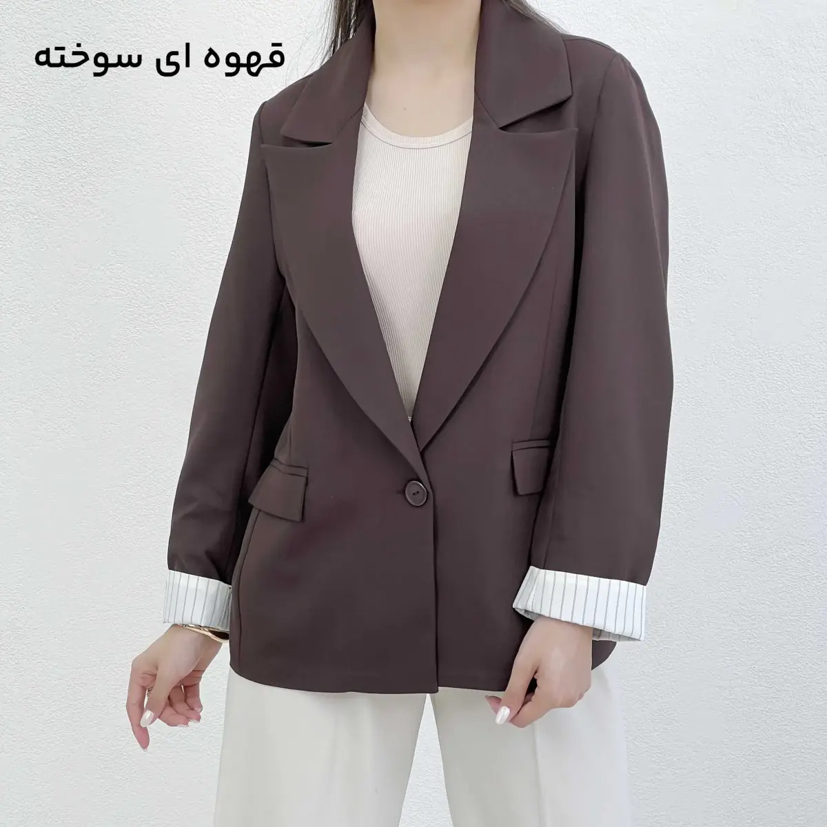کت کرپ زنانه آستین راه راه
